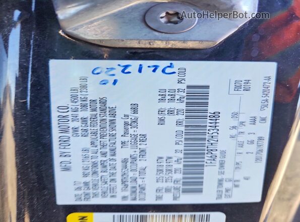 1FA6P8TH2H5344486 2017 FORD MUSTANG Черный Вид подкапотного пространства