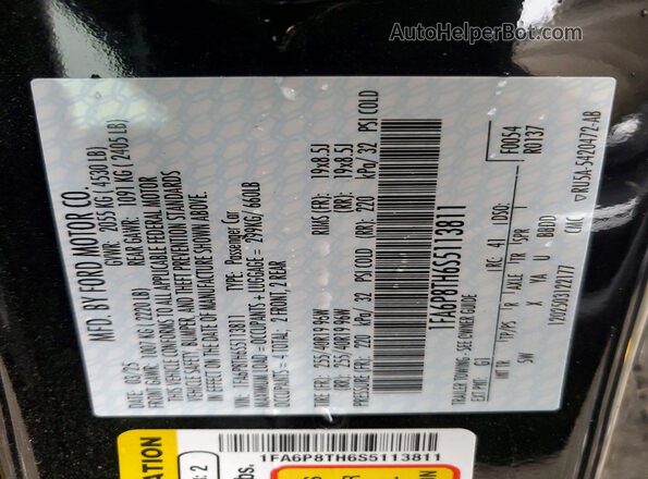 1FA6P8TH6S5113811 2025 FORD MUSTANG Черный Вид подкапотного пространства