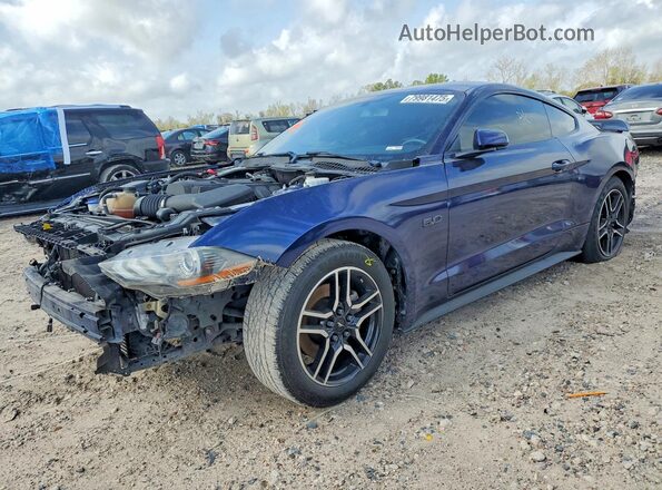 1FA6P8TH7L5129985 2020 FORD MUSTANG Синий Передняя левая четверть