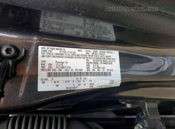 1FADP3F28GL336176 2016 FORD FOCUS Gray Vista del compartimento del motor
