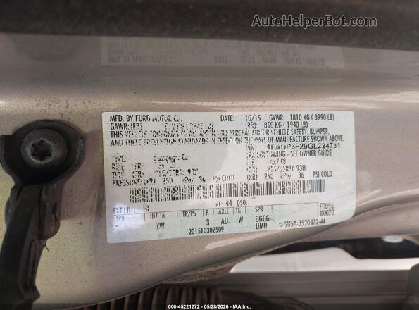1FADP3F29GL224731 2016 FORD FOCUS Золотой Вид подкапотного пространства