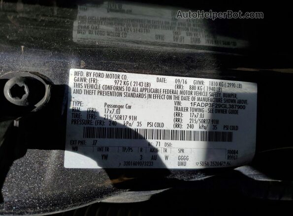 1FADP3F29GL387900 2016 FORD FOCUS Угольный Вид подкапотного пространства