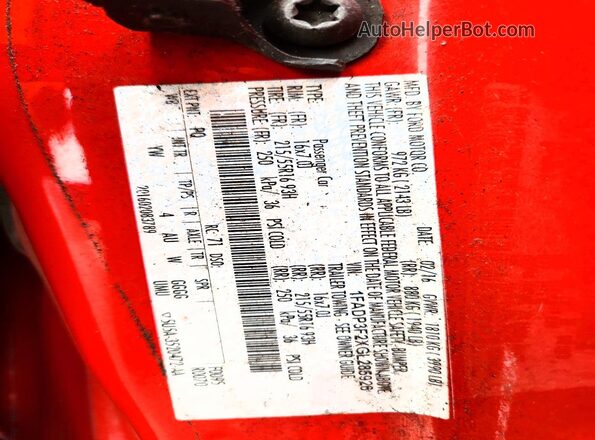1FADP3F2XGL285926 2016 FORD FOCUS Red Widok komory silnika