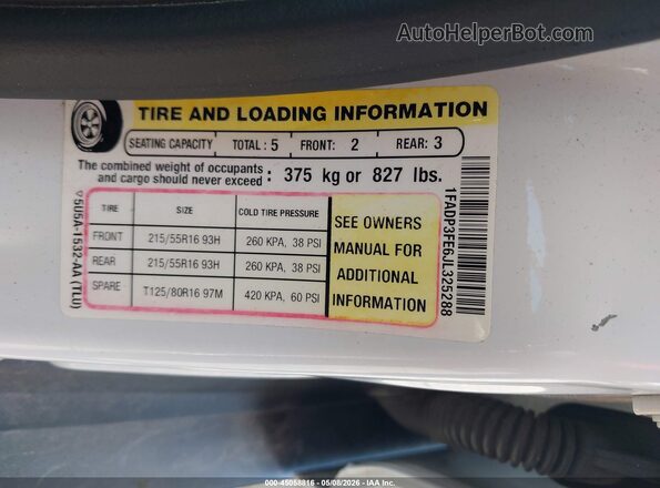 1FADP3FE6JL325288 2018 FORD FOCUS Белый Вид подкапотного пространства