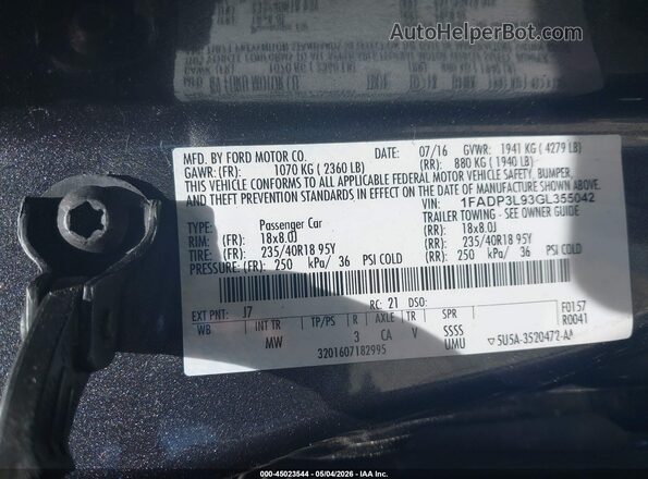 1FADP3L93GL355042 2016 FORD FOCUS ST Бежевый Вид подкапотного пространства