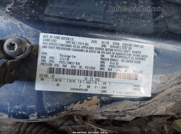 1FADP5DU7JL105583 2018 FORD C-MAX HYBRID Blue ძრავის განყოფილების ხედი