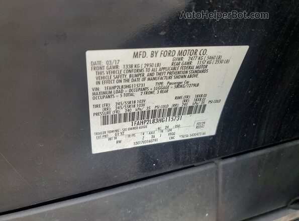 1FAHP2L83HG115731 2017 FORD TAURUS Черный Вид задних сидений