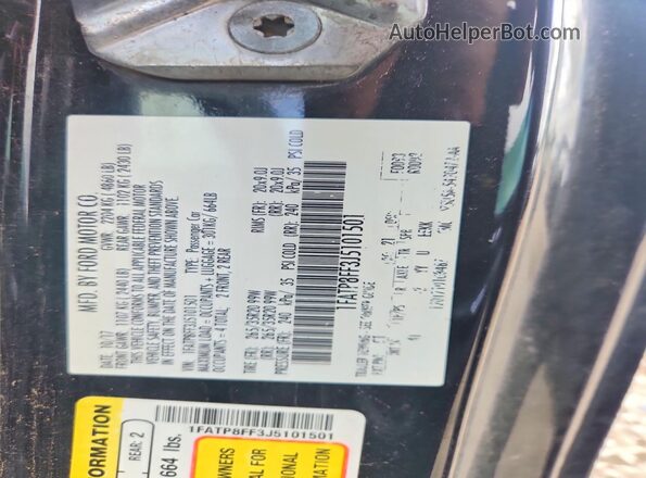 1FATP8FF3J5101501 2018 FORD MUSTANG Black Widok komory silnika