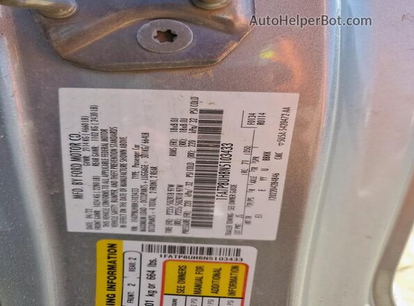 1FATP8UH8N5103433 2022 FORD MUSTANG Серебряный Вид наклейки с VIN-кодом