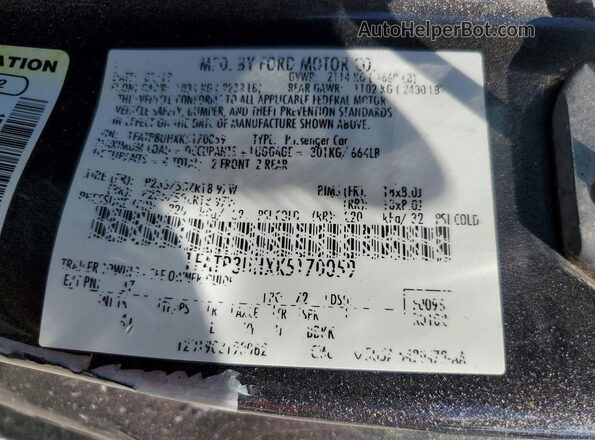 1FATP8UHXK5170059 2019 FORD MUSTANG Угольный Вид подкапотного пространства