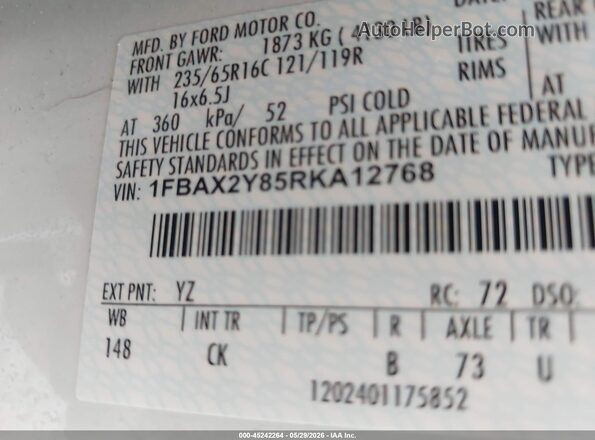1FBAX2Y85RKA12768 2024 FORD TRANSIT-350 Белый Вид подкапотного пространства