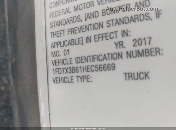 1FD7X3B61HEC56669 2017 FORD F350 Белый Вид подкапотного пространства