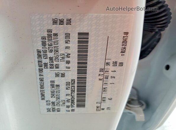 1FD8W3HT7SEC61628 2025 FORD F350 White Widok naklejki z numerem VIN