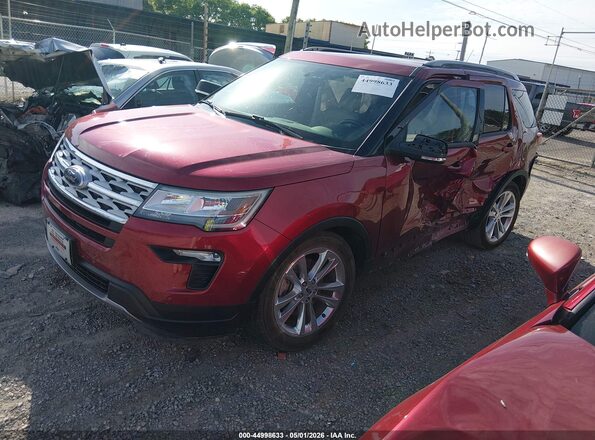 1FM5K7D82KGA44645 2019 FORD FORD EXPLORER Red წინა მარცხენა ხედი სამი მეოთხედიდან