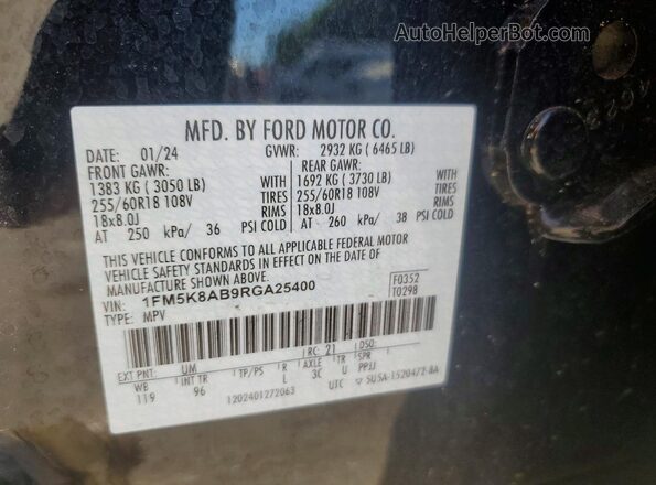 1FM5K8AB9RGA25400 2022 FORD EXPLORER Черный Вид подкапотного пространства