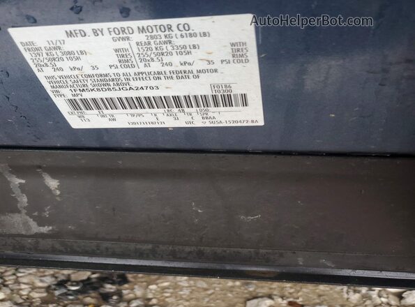 1FM5K8D85JGA24703 2018 FORD EXPLORER Синий Вид наклейки с VIN-кодом