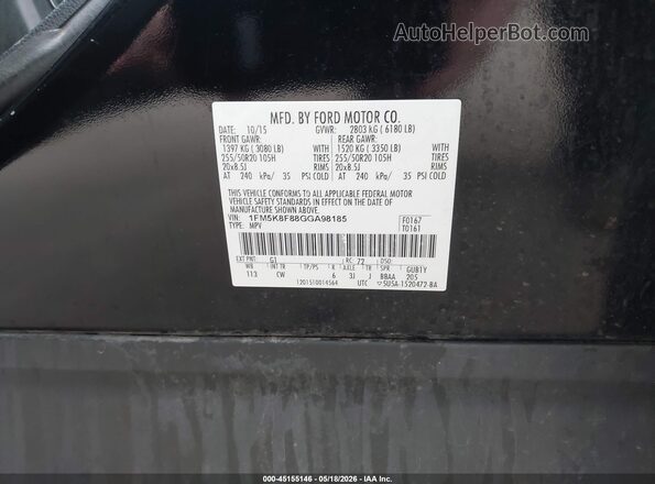 1FM5K8F88GGA98185 2016 FORD EXPLORER Черный Вид подкапотного пространства