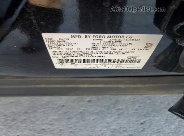 1FM5K8GC8LGA10846 2020 FORD EXPLORER Черный Вид наклейки с VIN-кодом