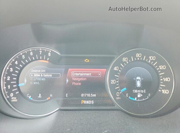 1FM5K8HT8GGC16415 2016 FORD EXPLORER White Instrument cluster view