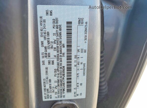 1FMCU0E17PUB35638 2023 FORD ESCAPE Серебряный Вид подкапотного пространства
