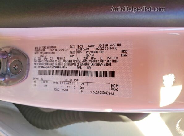 1FMCU0E19PUB39366 2023 FORD ESCAPE Белый Вид наклейки с VIN-кодом
