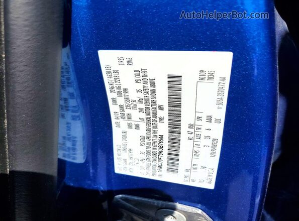 1FMCU0F70KUB76544 2019 FORD ESCAPE Blue Widok naklejki z numerem VIN