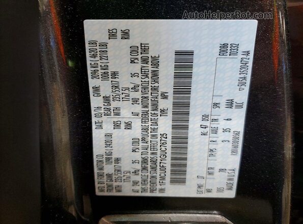 1FMCU0F71GUC76725 2016 FORD ESCAPE Gray Widok wnętrza 360 stopni
