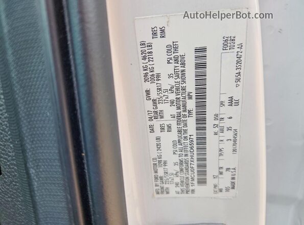 1FMCU0F7XHUD65971 2017 FORD ESCAPE White Widok naklejki z numerem VIN