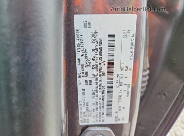 1FMCU0G60MUB30950 2021 FORD ESCAPE Серый Панорамный вид салона 360°