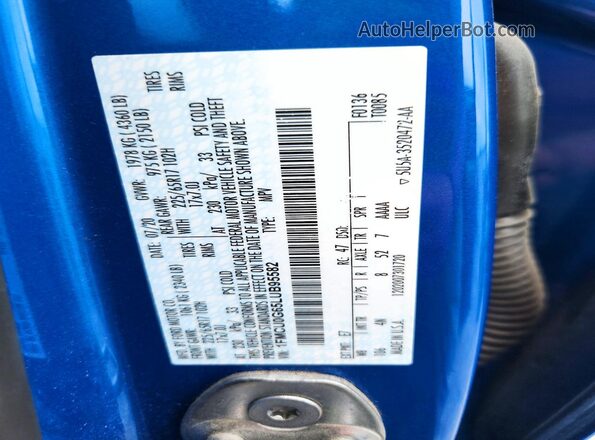 1FMCU0G65LUB95582 2020 FORD ESCAPE Синий Вид наклейки с VIN-кодом