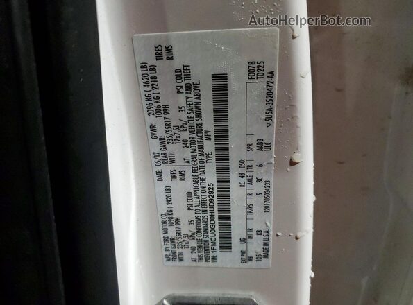 1FMCU0GD0HUD92925 2017 FORD ESCAPE White VIN sticker view