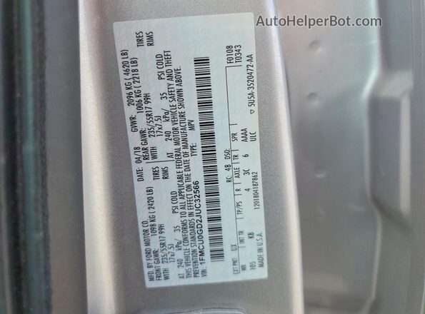 1FMCU0GD2JUC32566 2018 FORD ESCAPE Серебряный Вид подкапотного пространства