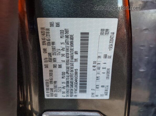 1FMCU0GD4HUC09915 2017 FORD ESCAPE Серый Вид наклейки с VIN-кодом