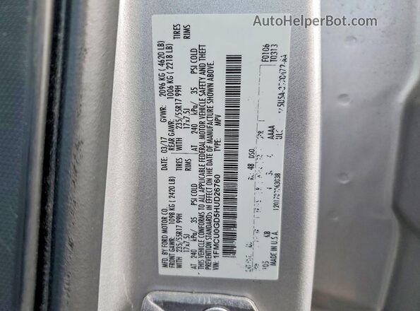 1FMCU0GD5HUD26760 2017 FORD ESCAPE Silver VIN sticker view