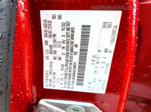 1FMCU0GD6HUC46531 2017 FORD ESCAPE Красный Вид наклейки с VIN-кодом