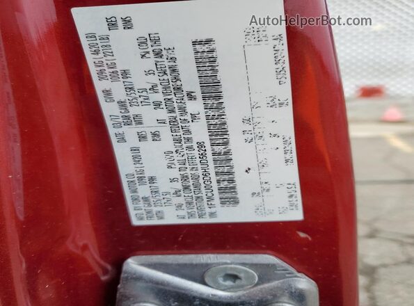 1FMCU0GD6HUD56298 2017 FORD ESCAPE Red VIN կոդի պիտակի տեսք
