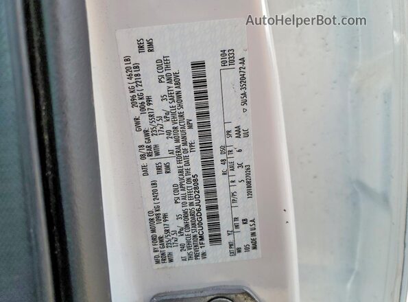 1FMCU0GD6JUD28085 2018 FORD ESCAPE White VIN sticker view