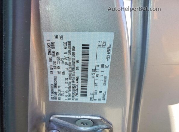 1FMCU0GD7KUA04967 2019 FORD ESCAPE Silver VIN sticker view