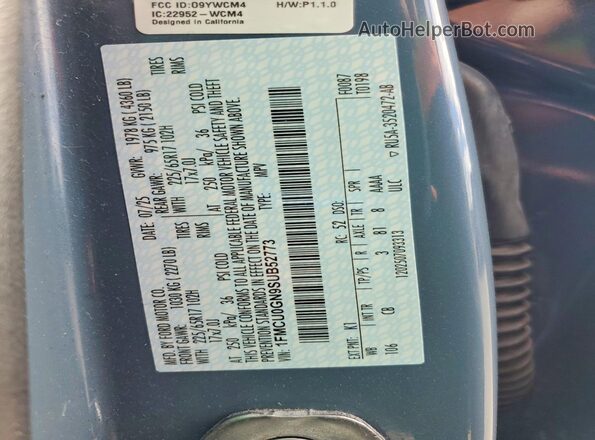 1FMCU0GN9SUB52773 2025 FORD ESCAPE Синий Вид наклейки с VIN-кодом