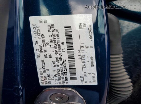 1FMCU9BZ6LUC57433 2020 FORD ESCAPE Синий Вид подкапотного пространства
