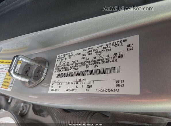 1FMCU9G64LUC72639 2020 FORD ESCAPE Черный Вид подкапотного пространства