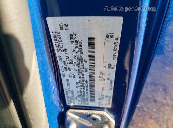 1FMCU9G93HUB07974 2017 FORD ESCAPE Синий Вид наклейки с VIN-кодом