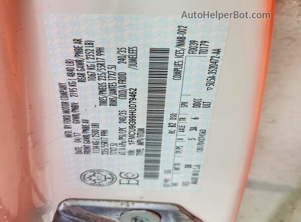 1FMCU9G99HUD79462 2017 FORD ESCAPE White Вид підкапотного простору