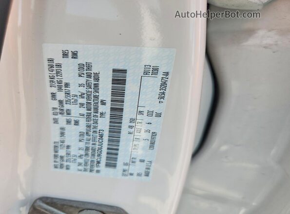 1FMCU9GD0JUC04673 2018 FORD ESCAPE Белый Вид наклейки с VIN-кодом