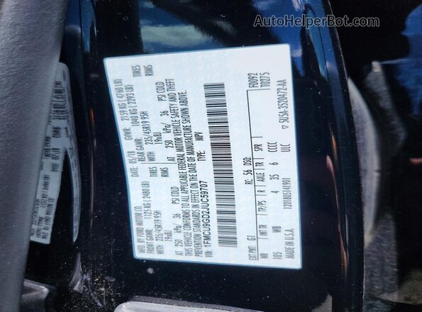 1FMCU9GD2JUC59707 2018 FORD ESCAPE Черный Вид наклейки с VIN-кодом