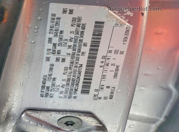 1FMCU9GD2KUA51764 2019 FORD ESCAPE Серебряный Вид наклейки с VIN-кодом