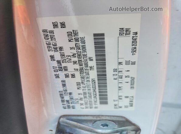1FMCU9GD3HUD33291 2017 FORD ESCAPE White VIN կոդի պիտակի տեսք