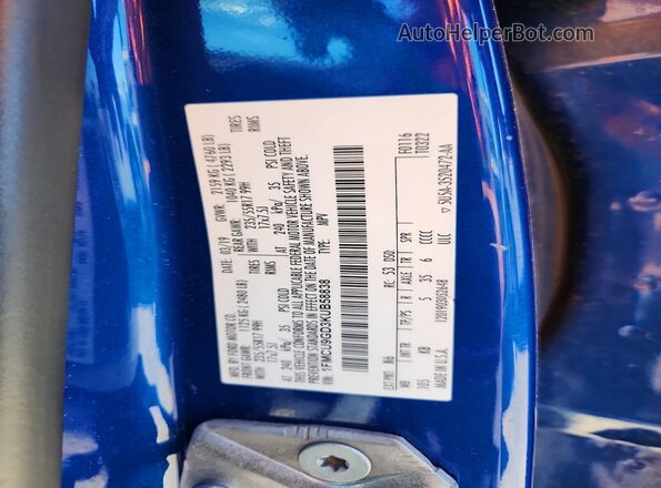 1FMCU9GD3KUB58838 2019 FORD ESCAPE Blue ძრავის განყოფილების ხედი