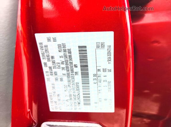 1FMCU9GD4JUB36510 2018 FORD ESCAPE Красный Вид наклейки с VIN-кодом