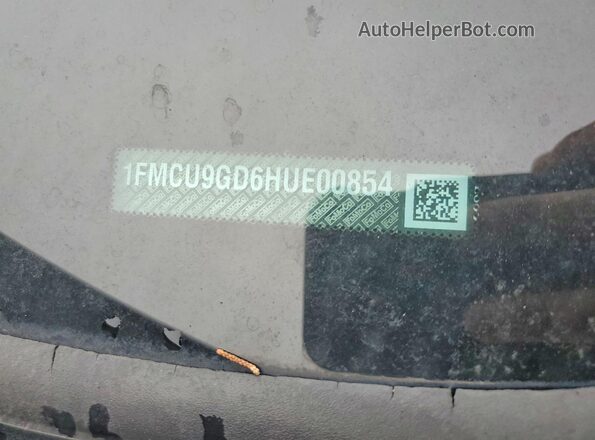 1FMCU9GD6HUE00854 2017 FORD ESCAPE Silver Vista de la etiqueta del VIN